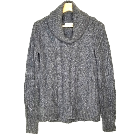 ABERCROMBIE & FITCH Fisherman Cable Knit Sweater Cowl Neck Grey Women's Small - Picture 1 of 10